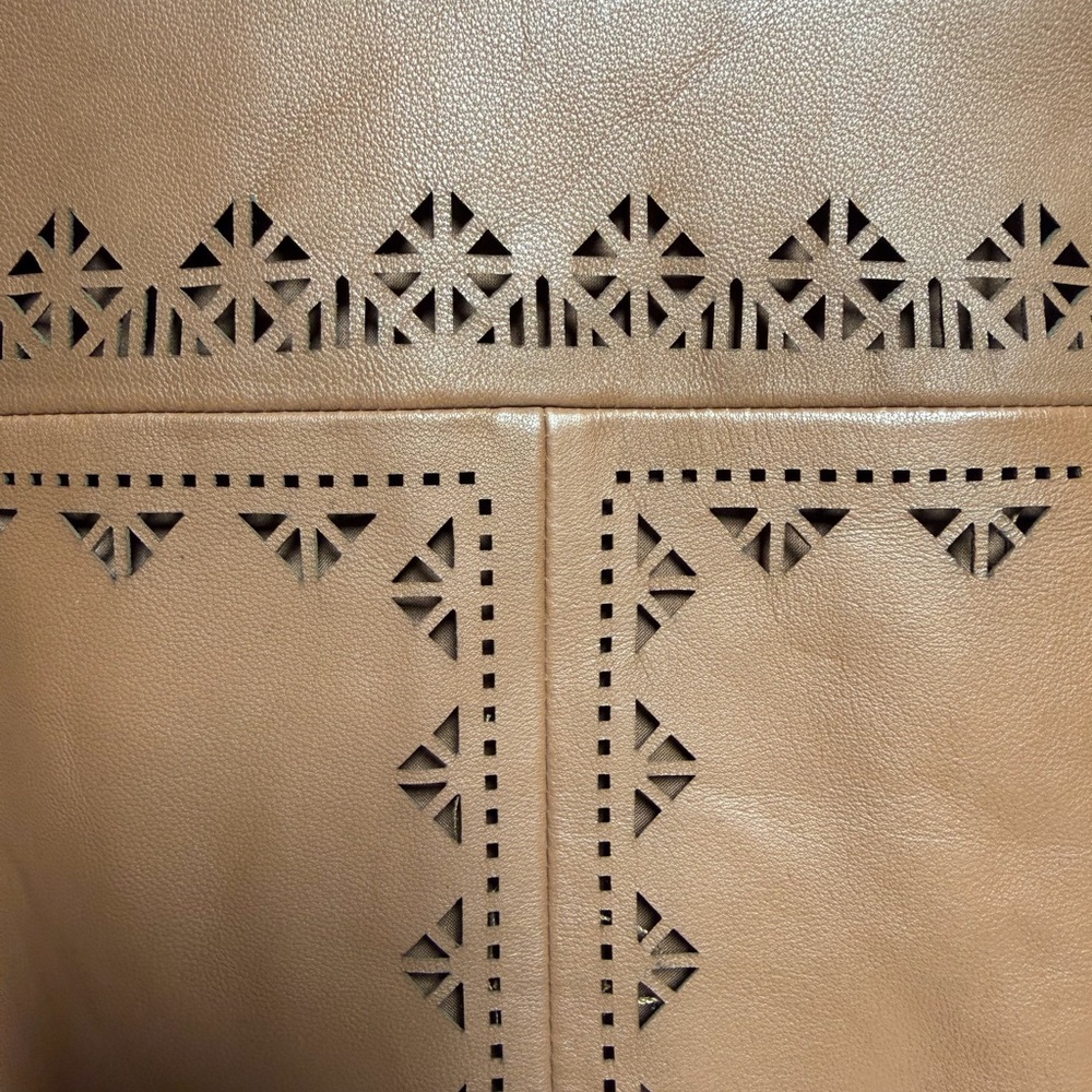 WHBM Laser-Cut Genuine Brown Leather Bodice Tank Top, 00 - Picture 5 of 9